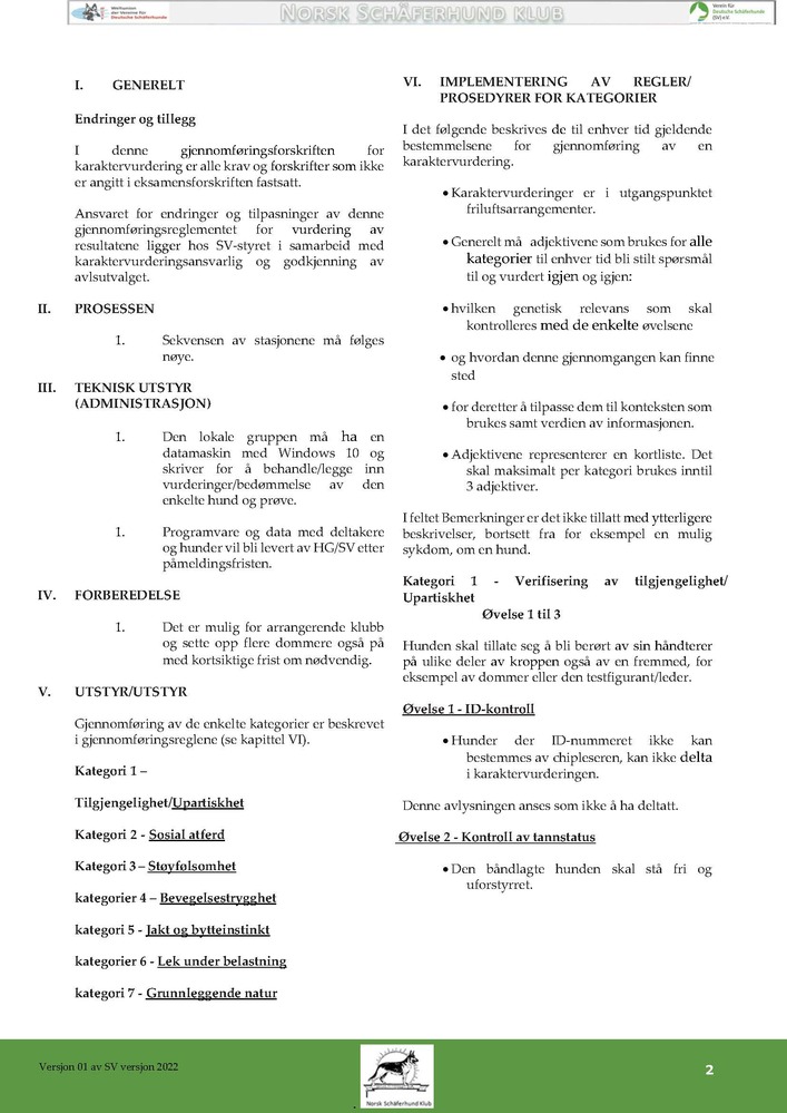 Gjennomføringsregeler bestemmelser for Vesenprøve karaktervurdering 235326